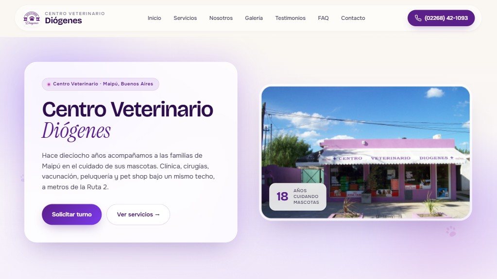 Sitio web Centro Veterinario Diógenes